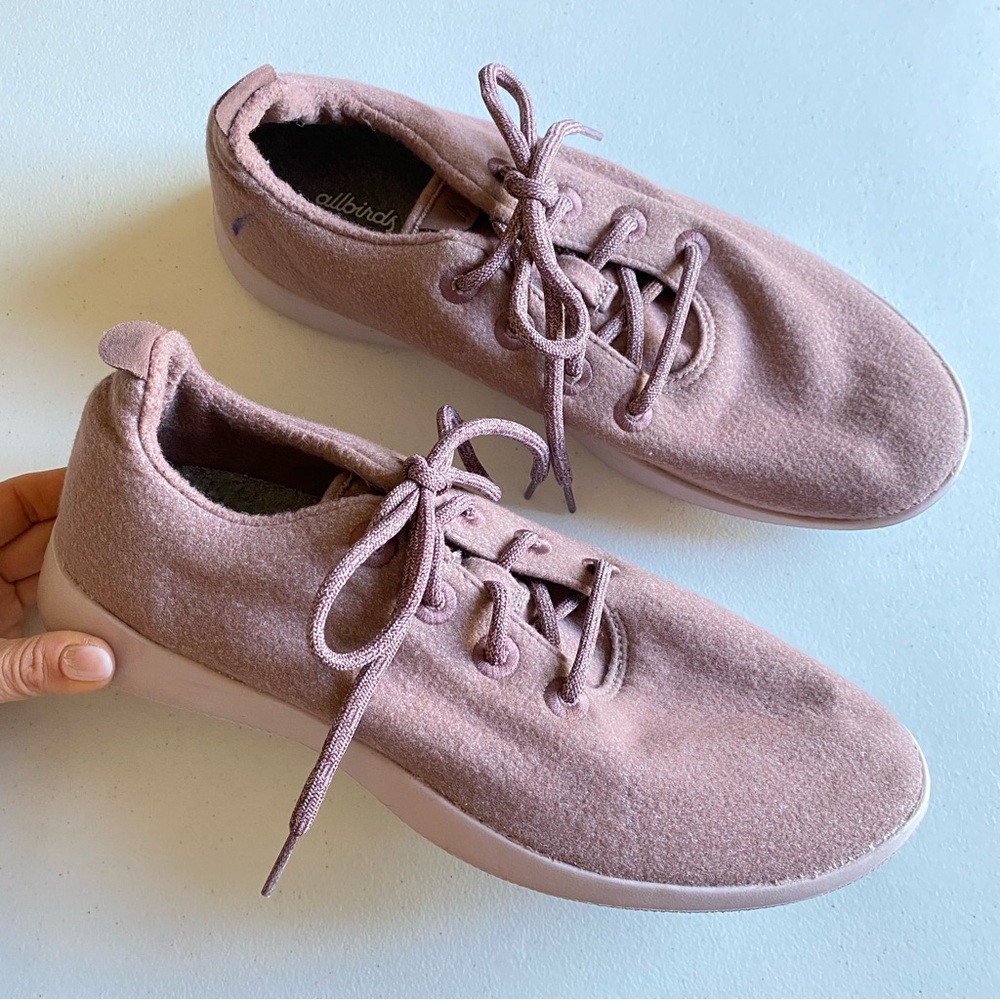 Allbirds Mens Size 12 Mauve Pink Wool Knit Lace-up Almond Toe Slip-on Sneaker